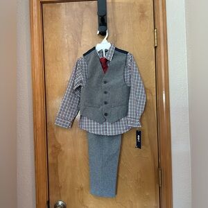 Izod Christmas plaid vest suit 4 piece set